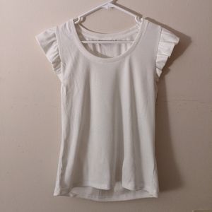 💜 SO | White Tee w. Flutter Sleeve